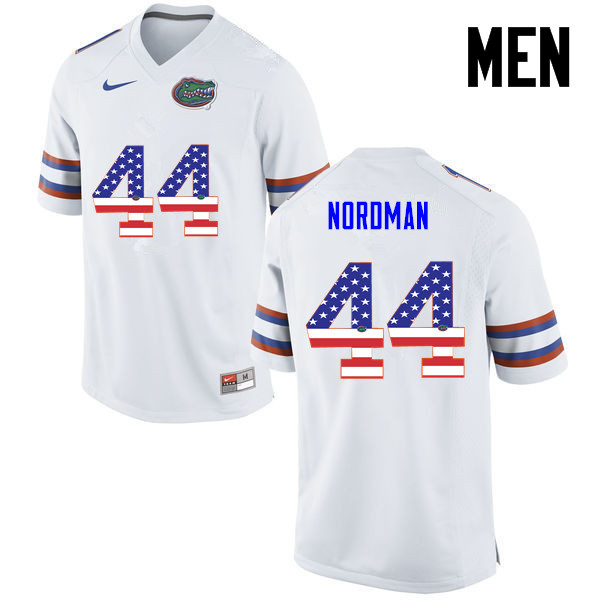 Men Florida Gators #44 Tucker Nordman College Football USA Flag Fashion Jerseys-White - Click Image to Close